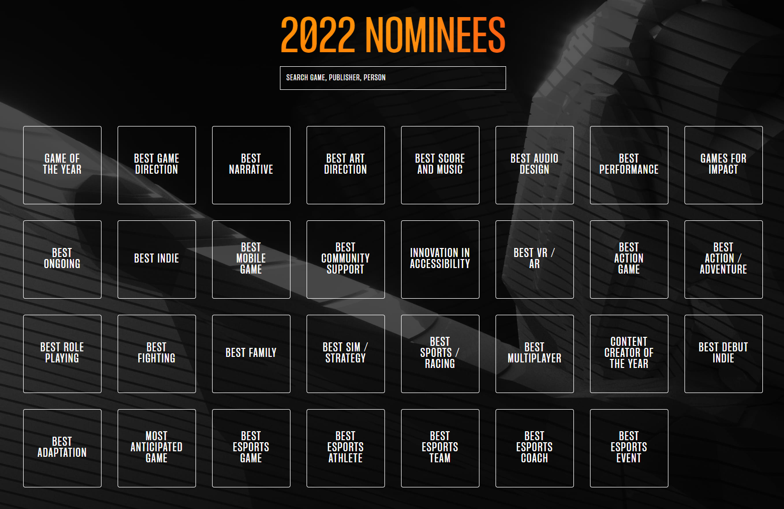 The Game Awards - 2022 Nominees - Sandbox Strategies